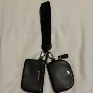 Lululemon Dual Wristlet Leather Black & Silver.